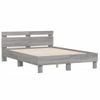 Cama Matrimonial | Cama Para Adultos | Estructura De Cama Cabecero Y Luces Led Gris Sonoma 135x190 Cm Cfw367041