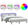 Cama Matrimonial | Cama Para Adultos | Estructura De Cama Cabecero Y Luces Led Gris Sonoma 150x200 Cm Cfw464272