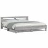 Cama Matrimonial | Cama Para Adultos | Estructura De Cama Cabecero Y Luces Led Gris Sonoma 180x200 Cm Cfw931640