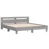 Cama Matrimonial | Cama Para Adultos | Estructura De Cama Cabecero Y Luces Led Gris Sonoma 200x200 Cm Cfw785971