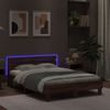 Cama Matrimonial | Cama Para Adultos | Estructura De Cama Cabecero Y Luces Led Marrón Roble 120x190 Cm Cfw918072