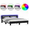 Cama Matrimonial | Cama Para Adultos | Estructura De Cama Cabecero Y Luces Led Negra 180x200 Cm Cfw983143