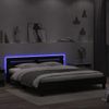 Cama Matrimonial | Cama Para Adultos | Estructura De Cama Cabecero Y Luces Led Negra 180x200 Cm Cfw983143