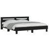 Cama Matrimonial | Cama Para Adultos | Estructura De Cama Cabecero Y Luces Led Negra 180x200 Cm Cfw983143