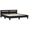 Cama Matrimonial | Cama Para Adultos | Estructura De Cama Cabecero Y Luces Led Negra 180x200 Cm Cfw983143