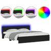 Cama Matrimonial | Cama Para Adultos | Estructura De Cama Cabecero Y Luces Led Negra 180x200 Cm Cfw370652