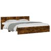 Cama Matrimonial | Cama Para Adultos | Estructura De Cama Cabecero Y Luces Led Roble Ahumado 180x200cm Cfw942442