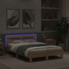 Cama Matrimonial | Cama Para Adultos | Estructura De Cama Cabecero Y Luces Led Roble Sonoma 120x190 Cm Cfw187566