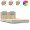 Cama Matrimonial | Cama Para Adultos | Estructura De Cama Cabecero Y Luces Led Roble Sonoma 135x190 Cm Cfw587563