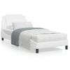 Cama Individual | Cama Para Adultos | Estructura De Cama Con Cabecero Cuero Sintético Blanco 90x190cm Cfw79625