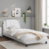 Cama Individual | Cama Para Adultos | Estructura De Cama Con Cabecero Cuero Sintético Blanco 90x190cm Cfw79625