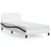 Cama Para Adulto | Cama Individual | Estructura De Cama Con Cabecero Cuero Sintético Blanco Y Negro Cfw927946