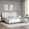 Cama Matrimonial | Cama Para Adultos | Estructura De Cama Con Cabecero Cuero Sintético Blanco Y Negro Cfw331140