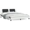 Cama Matrimonial | Cama Para Adultos | Estructura De Cama Con Cabecero Cuero Sintético Blanco Y Negro Cfw77991