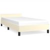 Cama Individual | Cama Para Adultos | Estructura De Cama Con Cabecero Cuero Sintético Crema 80x200 Cm Cfw290124