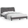 Cama Matrimonial | Cama Para Adultos | Estructura De Cama Con Cabecero Cuero Sintético Gris 140x190 Cm Cfw478155