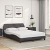 Cama Matrimonial | Cama Para Adultos | Estructura De Cama Con Cabecero Cuero Sintético Gris 140x190 Cm Cfw323345