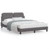 Cama Matrimonial | Cama Para Adultos | Estructura De Cama Con Cabecero Cuero Sintético Gris 140x190 Cm Cfw20213