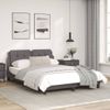 Cama Matrimonial | Cama Para Adultos | Estructura De Cama Con Cabecero Cuero Sintético Gris 140x190 Cm Cfw20213