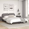 Cama Matrimonial | Cama Para Adultos | Estructura De Cama Con Cabecero Cuero Sintético Gris 160x200cm Cfw32300