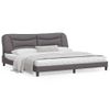 Cama Matrimonial | Cama Para Adultos | Estructura De Cama Con Cabecero Cuero Sintético Gris 200x200 Cm Cfw308060