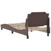 Cama Individual | Cama Para Adultos | Estructura De Cama Con Cabecero Cuero Sintético Marrón 80x200cm Cfw27979