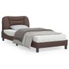 Cama Para Adulto | Cama Individual | Estructura De Cama Con Cabecero Cuero Sintético Marrón 90x190cm Cfw986248