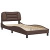 Cama Para Adulto | Cama Individual | Estructura De Cama Con Cabecero Cuero Sintético Marrón 90x190cm Cfw986248