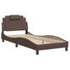 Cama Para Adulto | Cama Individual | Estructura De Cama Con Cabecero Cuero Sintético Marrón 90x200cm Cfw354049