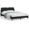 Cama Matrimonial | Cama Para Adultos | Estructura De Cama Con Cabecero Cuero Sintético Negro 140x190cm Cfw64516