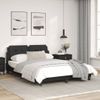 Cama Matrimonial | Cama Para Adultos | Estructura De Cama Con Cabecero Cuero Sintético Negro 140x190cm Cfw64516