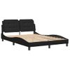 Cama Matrimonial | Cama Para Adultos | Estructura De Cama Con Cabecero Cuero Sintético Negro 140x200cm Cfw83075