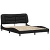 Cama Matrimonial | Cama Para Adultos | Estructura De Cama Con Cabecero Cuero Sintético Negro 160x200cm Cfw803858