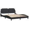 Cama Matrimonial | Cama Para Adultos | Estructura De Cama Con Cabecero Cuero Sintético Negro 160x200cm Cfw32662