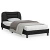 Cama Para Adulto | Cama Individual | Estructura De Cama Con Cabecero Cuero Sintético Negro 90x190 Cm Cfw243676