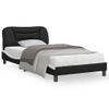 Cama Para Adulto | Cama Individual | Estructura De Cama Con Cabecero Cuero Sintético Negro Y Blanco Cfw573758