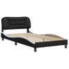 Cama Para Adulto | Cama Individual | Estructura De Cama Con Cabecero Cuero Sintético Negro Y Blanco Cfw573758