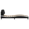 Cama Para Adulto | Cama Individual | Estructura De Cama Con Cabecero Cuero Sintético Negro Y Blanco Cfw705890