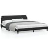 Cama Matrimonial | Cama Para Adultos | Estructura De Cama Con Cabecero Cuero Sintético Negro Y Blanco Cfw197058