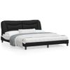 Cama Matrimonial | Cama Para Adultos | Estructura De Cama Con Cabecero Cuero Sintético Negro Y Blanco Cfw471861