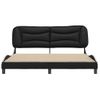 Cama Matrimonial | Cama Para Adultos | Estructura De Cama Con Cabecero Cuero Sintético Negro Y Blanco Cfw471861