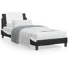 Cama Individual | Cama Para Adultos | Estructura De Cama Con Cabecero Cuero Sintético Negro Y Blanco Cfw21654