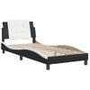 Cama Individual | Cama Para Adultos | Estructura De Cama Con Cabecero Cuero Sintético Negro Y Blanco Cfw21654