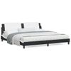 Cama Matrimonial | Cama Para Adultos | Estructura De Cama Con Cabecero Cuero Sintético Negro Y Blanco Cfw25835