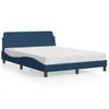 Cama Matrimonial | Cama Para Adultos | Estructura De Cama Con Cabecero De Tela Azul 120x200 Cm Cfw798924