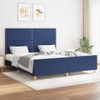 Cama Matrimonial | Cama Para Adultos | Estructura De Cama Con Cabecero De Tela Azul 160x200 Cm Cfw225697