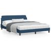 Cama Matrimonial | Cama Para Adultos | Estructura De Cama Con Cabecero De Tela Azul 160x200 Cm Cfw996470