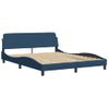 Cama Matrimonial | Cama Para Adultos | Estructura De Cama Con Cabecero De Tela Azul 160x200 Cm Cfw996470