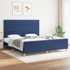 Cama Matrimonial | Cama Para Adultos | Estructura De Cama Con Cabecero De Tela Azul 180x200 Cm Cfw56892