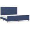 Cama Matrimonial | Cama Para Adultos | Estructura De Cama Con Cabecero De Tela Azul 180x200 Cm Cfw56892